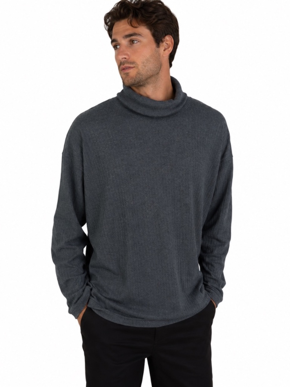Northern Isles Men's Gray Cowl Neck Sweater XL Long Sleeve Pullover Knit Casual